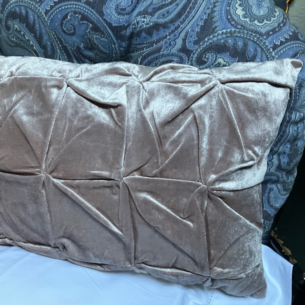 #rose #blush #pink #luxury #plush #lumbar #pillow nwt #velvet #ruched